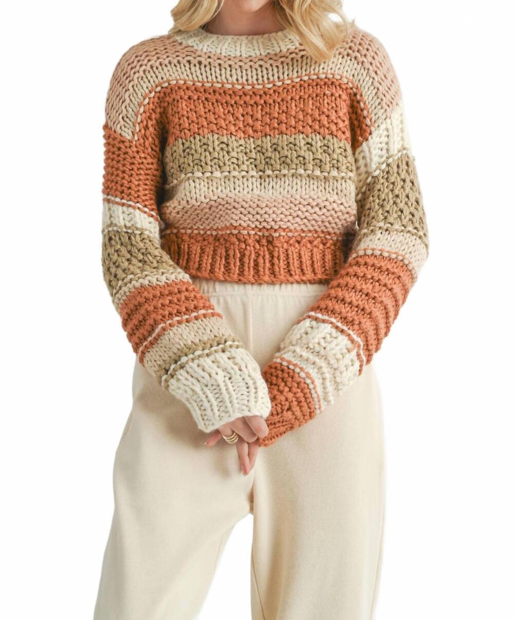 NEW SADIE & SAGE butter pecan chunky sweater in brick multi